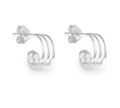Sterling silver tri layered hoop huggie earring push back