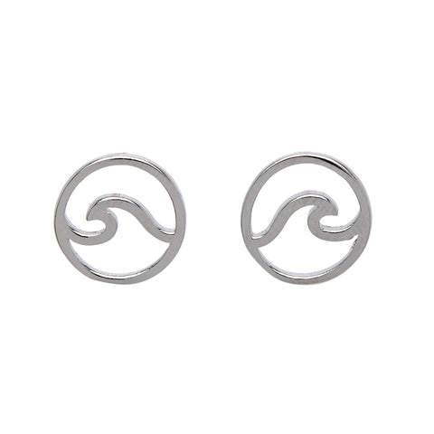 Sterling Silver Circular Wave Stud Earrings