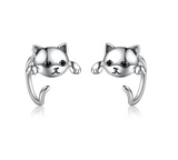 Sterling Silver Cat Stud Earrings