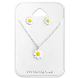 Terling Silver Dainty Daisy Stud Set With Matching Daisy Pendant - Ag Sterling