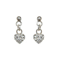 Sterling Silver Clear Cubic Zirconia Heart Drop Earrings