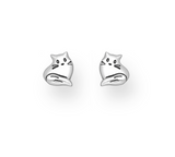 Sterling Silver Cute Cat Stud Earrings