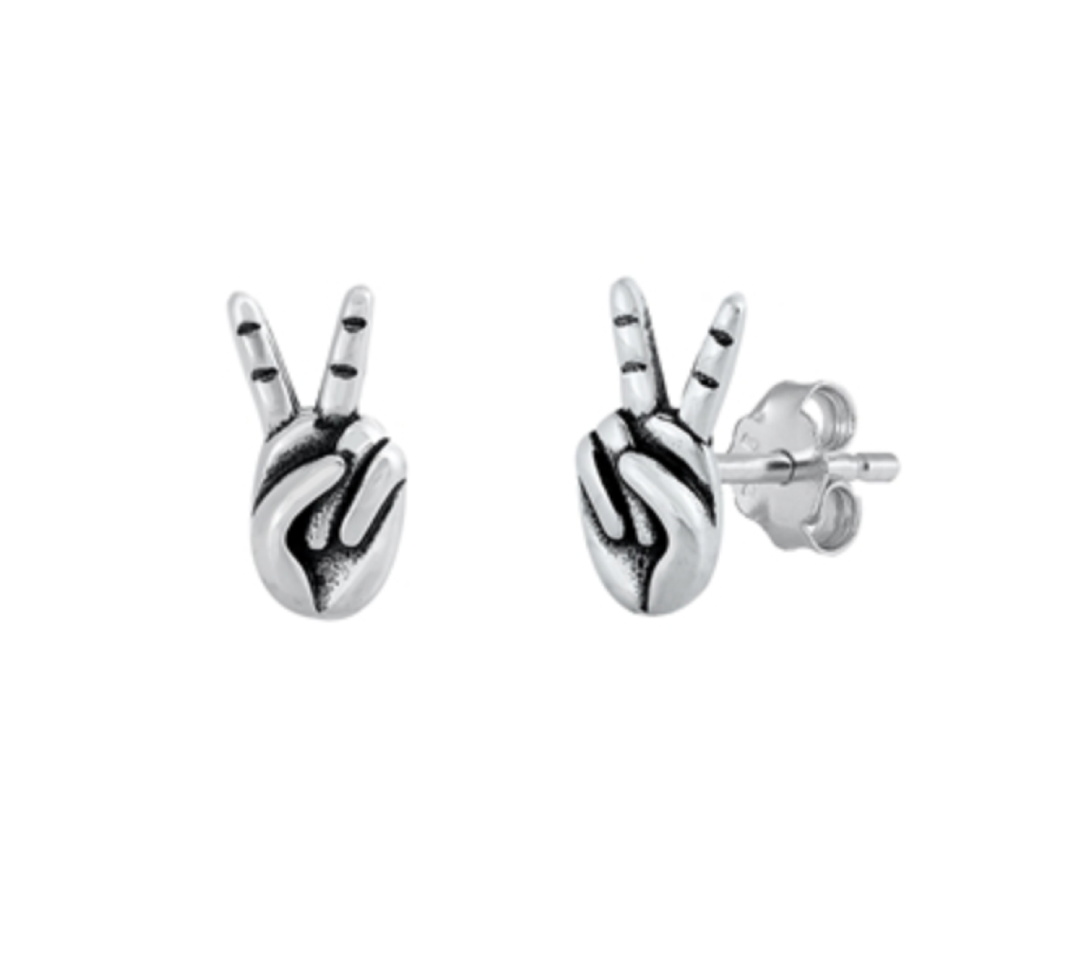 Sterling Silver Peace Sign Stud Earrings