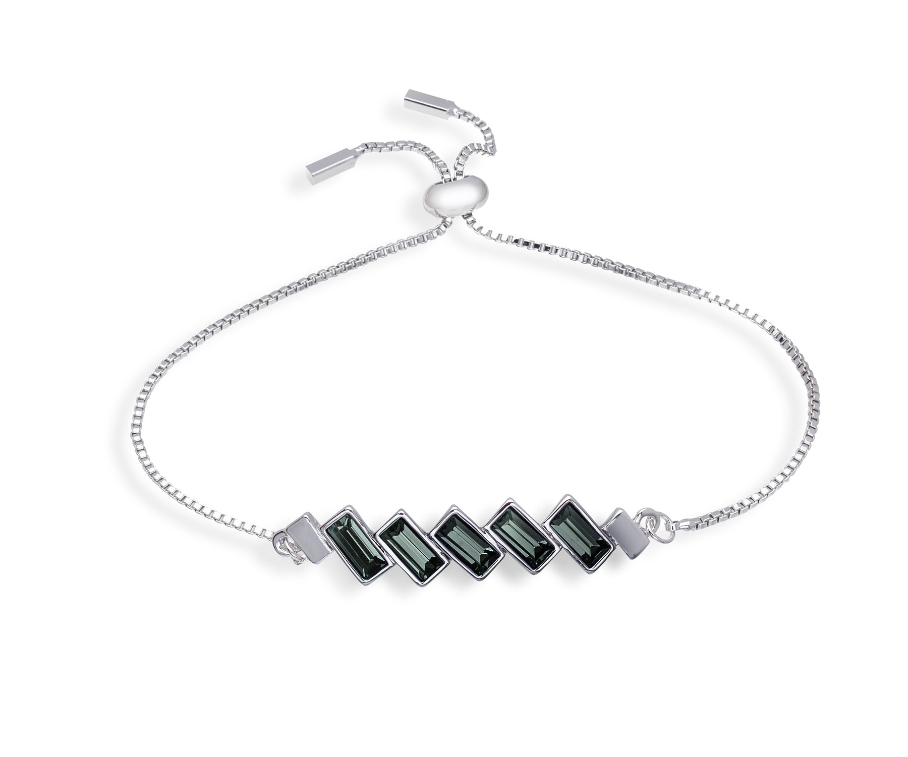 Silvernight Swarovski Crystal Baguette Adjustable Bracelet