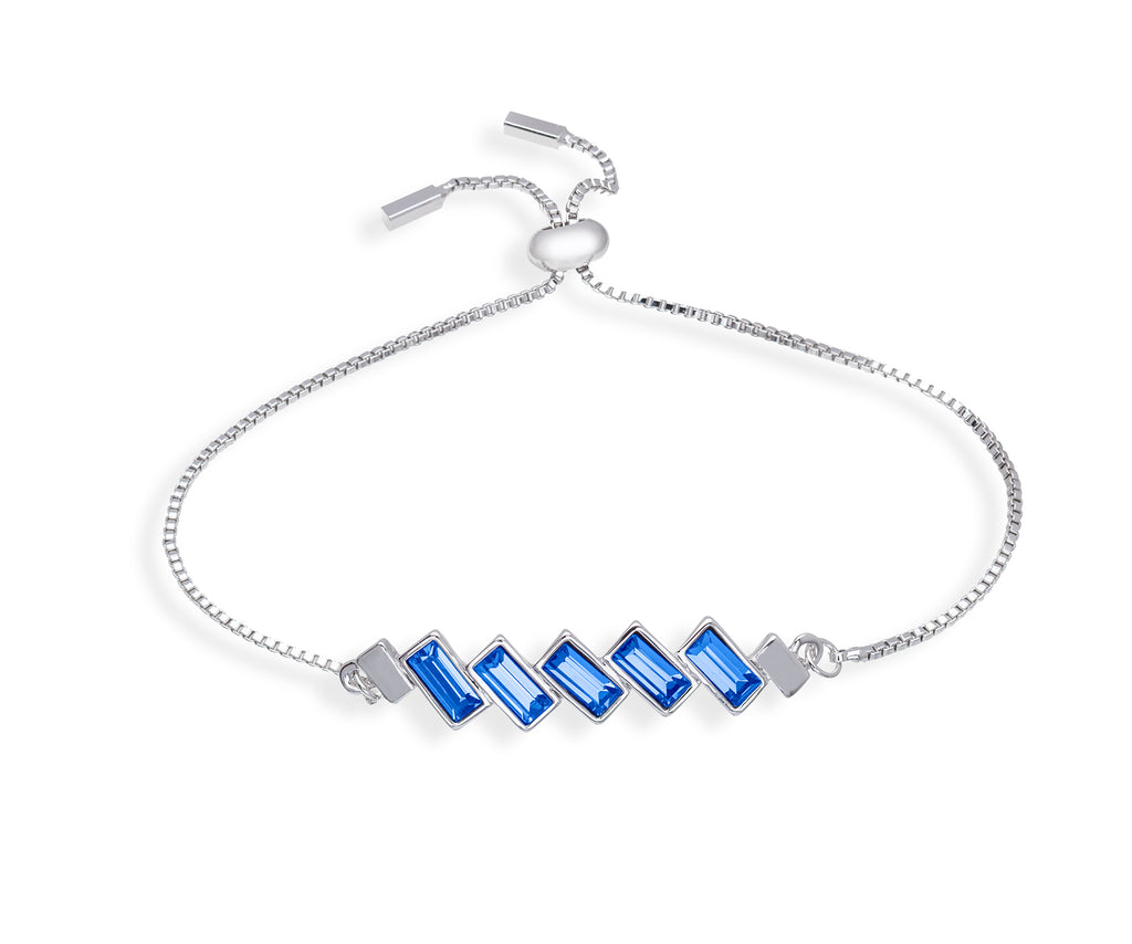 Sapphire Swarovski Crystal Baguette Adjustable Bracelet