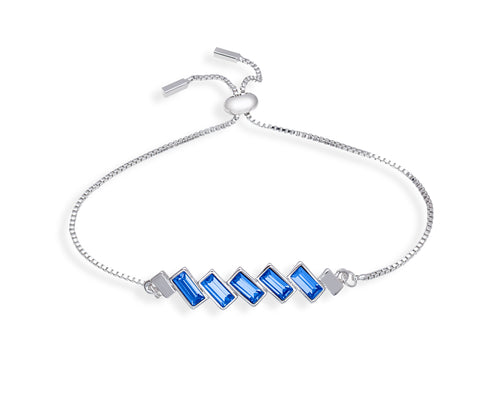 Sapphire Swarovski Crystal Baguette Adjustable Bracelet