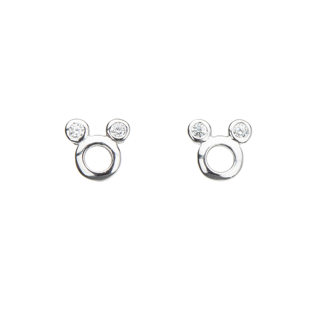 Dainty Sterling Silver   Cz Mouse Stud Earrings