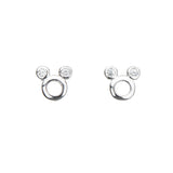 Dainty Sterling Silver   Cz Mouse Stud Earrings