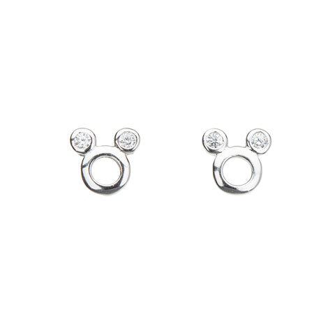 Dainty Sterling Silver   Cz Mouse Stud Earrings