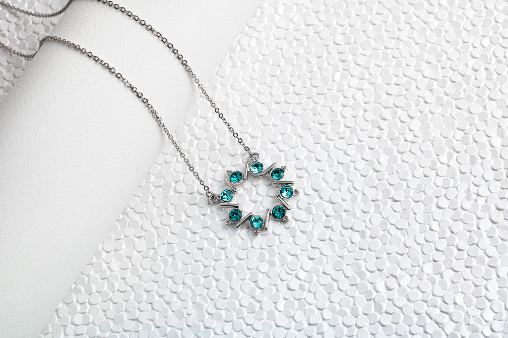 Gradient Turquoise Swarovski Crystal Wreath Necklace