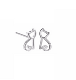 Sterling Silver Open Cat Stud Earrings