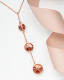 Rose Goldtone & Peach Crystal Graduated Necklace