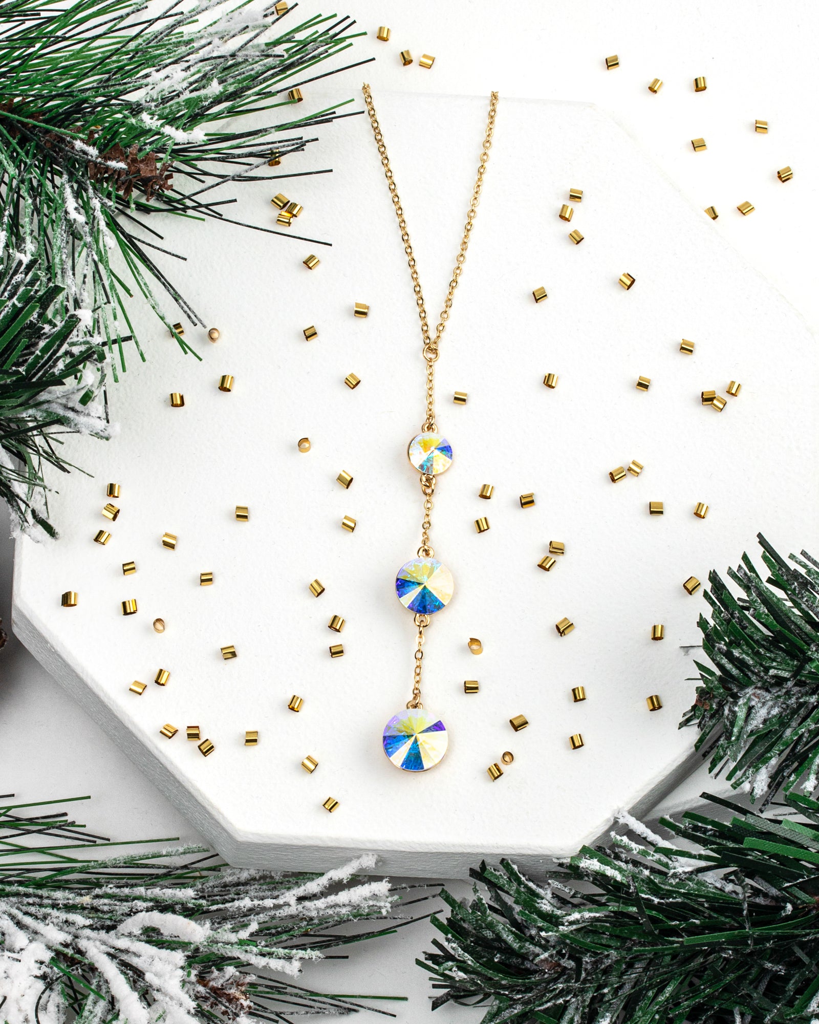 Goldtone   Aurora Borealis Swarovski Crystal Graduated Necklace