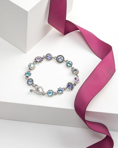 Blue & Purple Oxidized  Crystal Tennis Bracelet