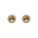 Silvertone   Topaz Swarovski Crystal Halo Stud Earrings