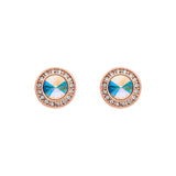 Rose Goldtone   Aurora Borealis Halo Stud Earrings with Swarovski Crystals