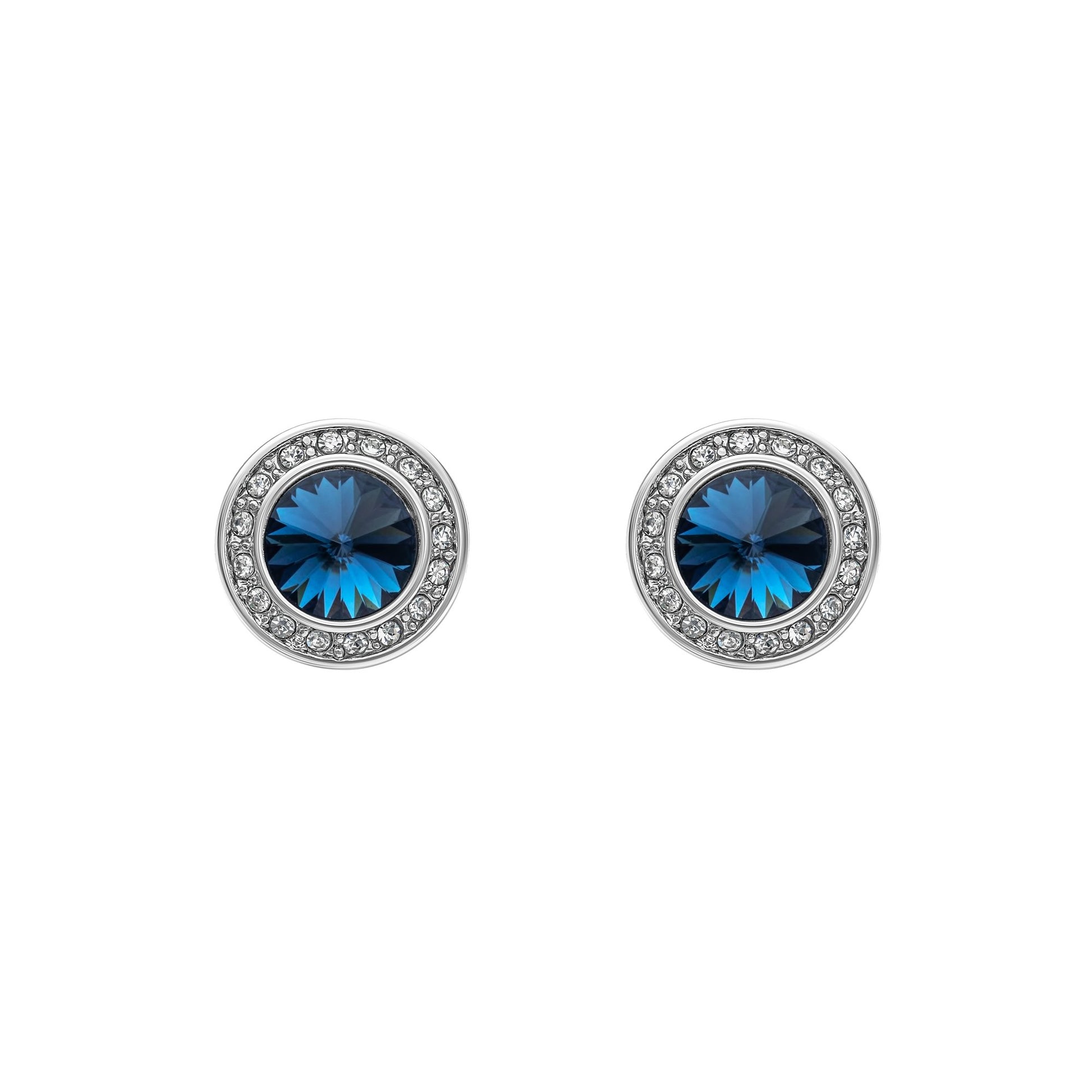Silvertone & Montana  Crystal Halo Stud Earrings