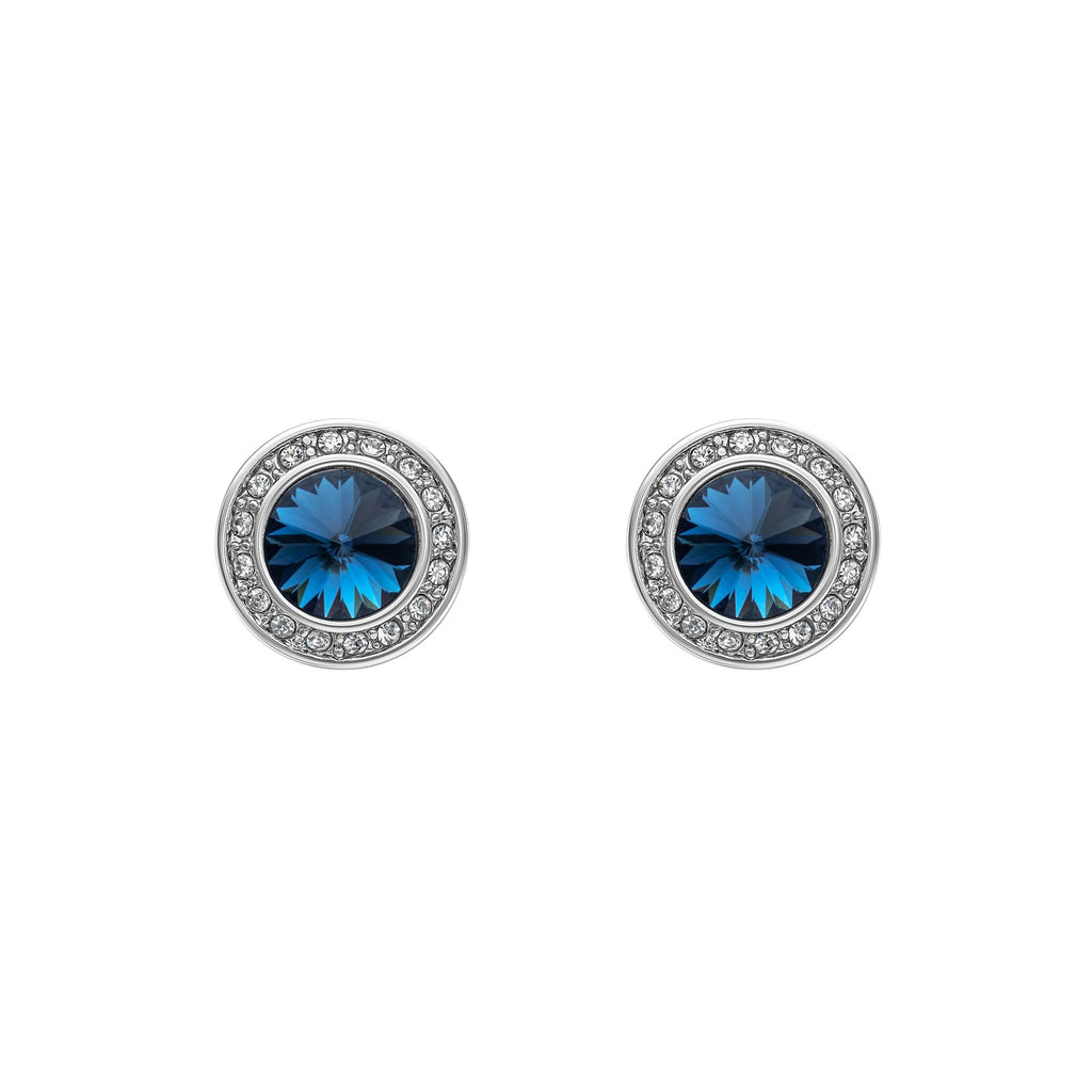 Silvertone & Montana  Crystal Halo Stud Earrings