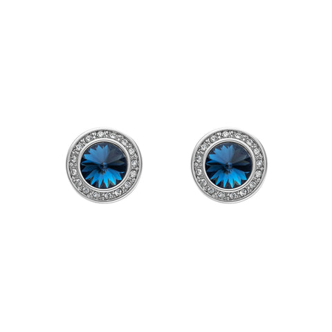 Silvertone & Montana  Crystal Halo Stud Earrings