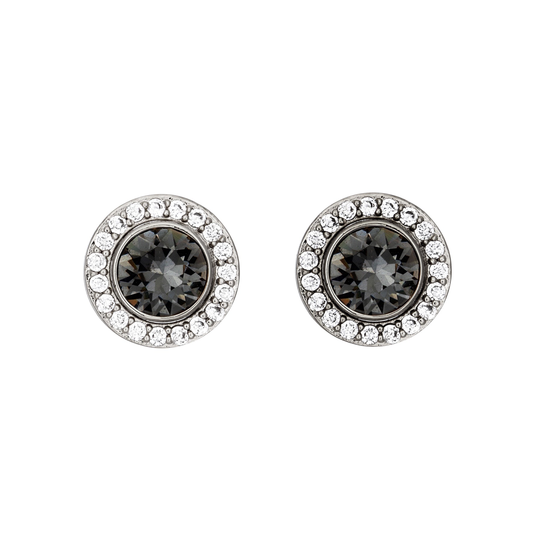 Silvertone   Silvernight Swarovski Crystal Halo Stud Earrings