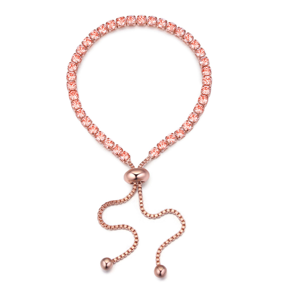 Rose Goldtone & Peach Crystal Adjustable Tennis Bracelet