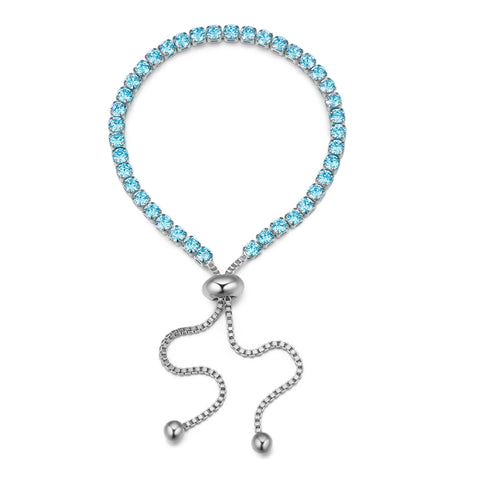 Aqua Crystal Adjustable Tennis Bracelet