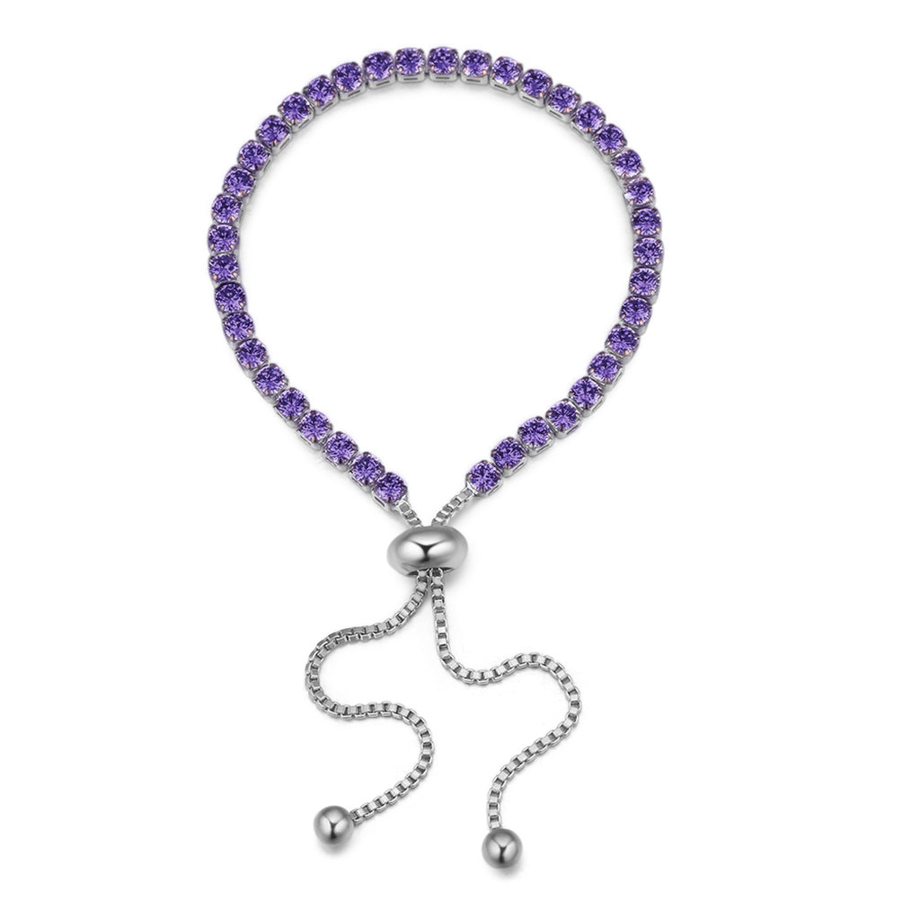 Purple Crystal Adjustable Tennis Bracelet
