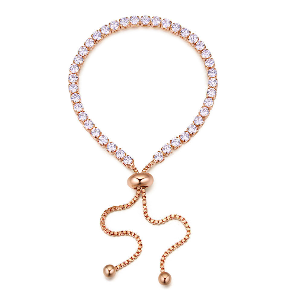 Goldtone Clear Crystal Adjustable Tennis Bracelet