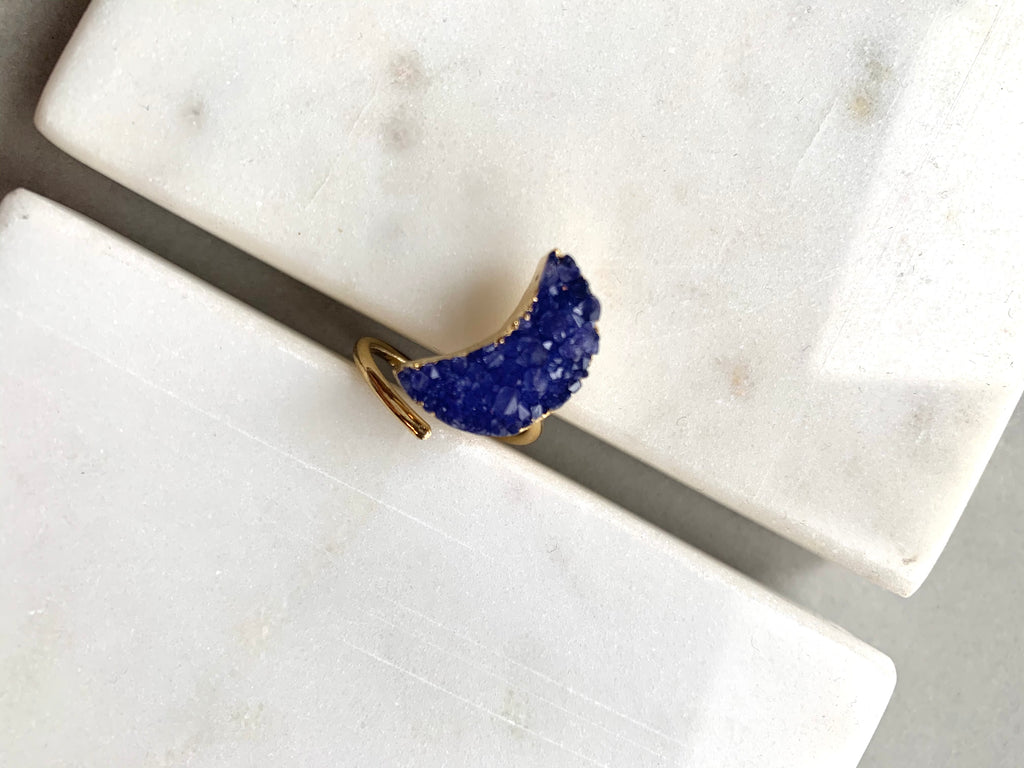 AGATE BLUE BAGUE LUNE par TERRA MODA DESIGNS