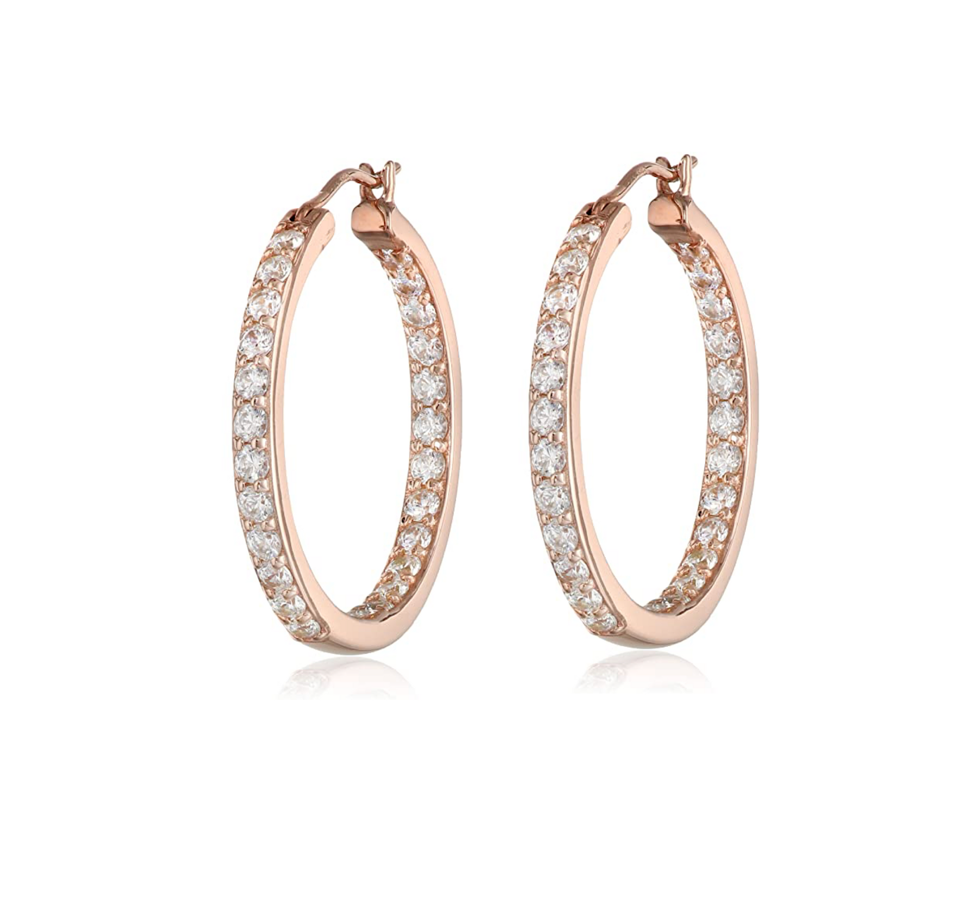 Rose Goldtone & Clear Crystal Everyday Hoops