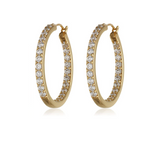 Goldtone & Clear Crystal Everyday Hoops