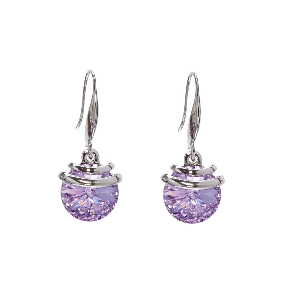 Violet Crystal Spring Drop Earrings
