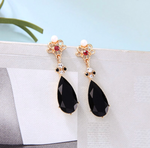 Vintage jet crystal earrings - Don