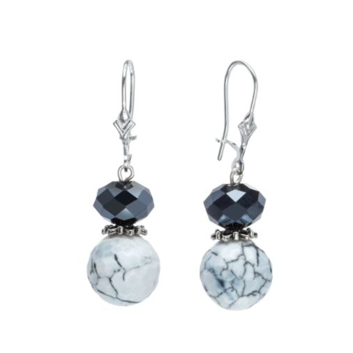Cracked agate and crystal drop earrings - Don't Ask