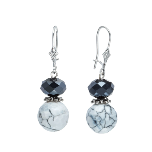 Cracked agate and crystal drop earrings - Don't AsK