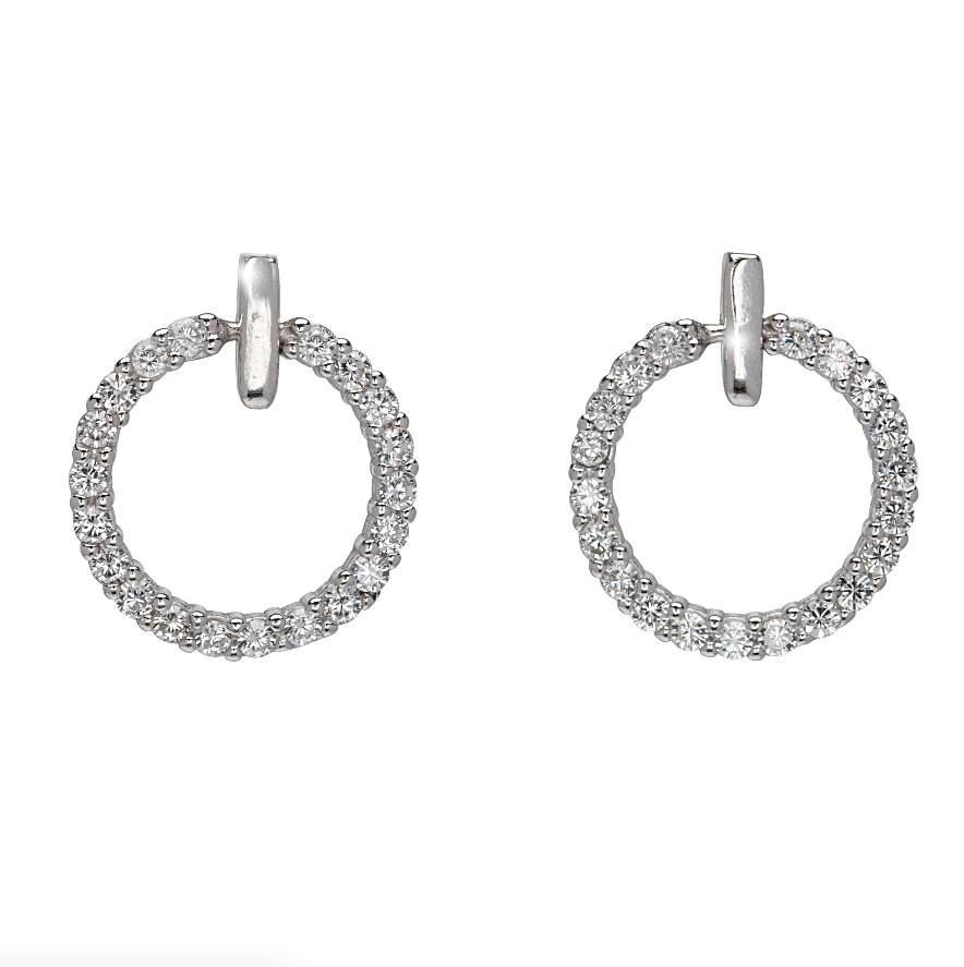 Sterling silver circle stud with pave CZ par Ag Sterling