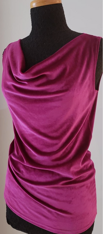 camisole col drapé velours Fuchsia  - ENVERS par Yves Jean Lacasse