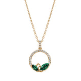 Goldtone & Emerald  Marquis  Crystal Pendant Necklace