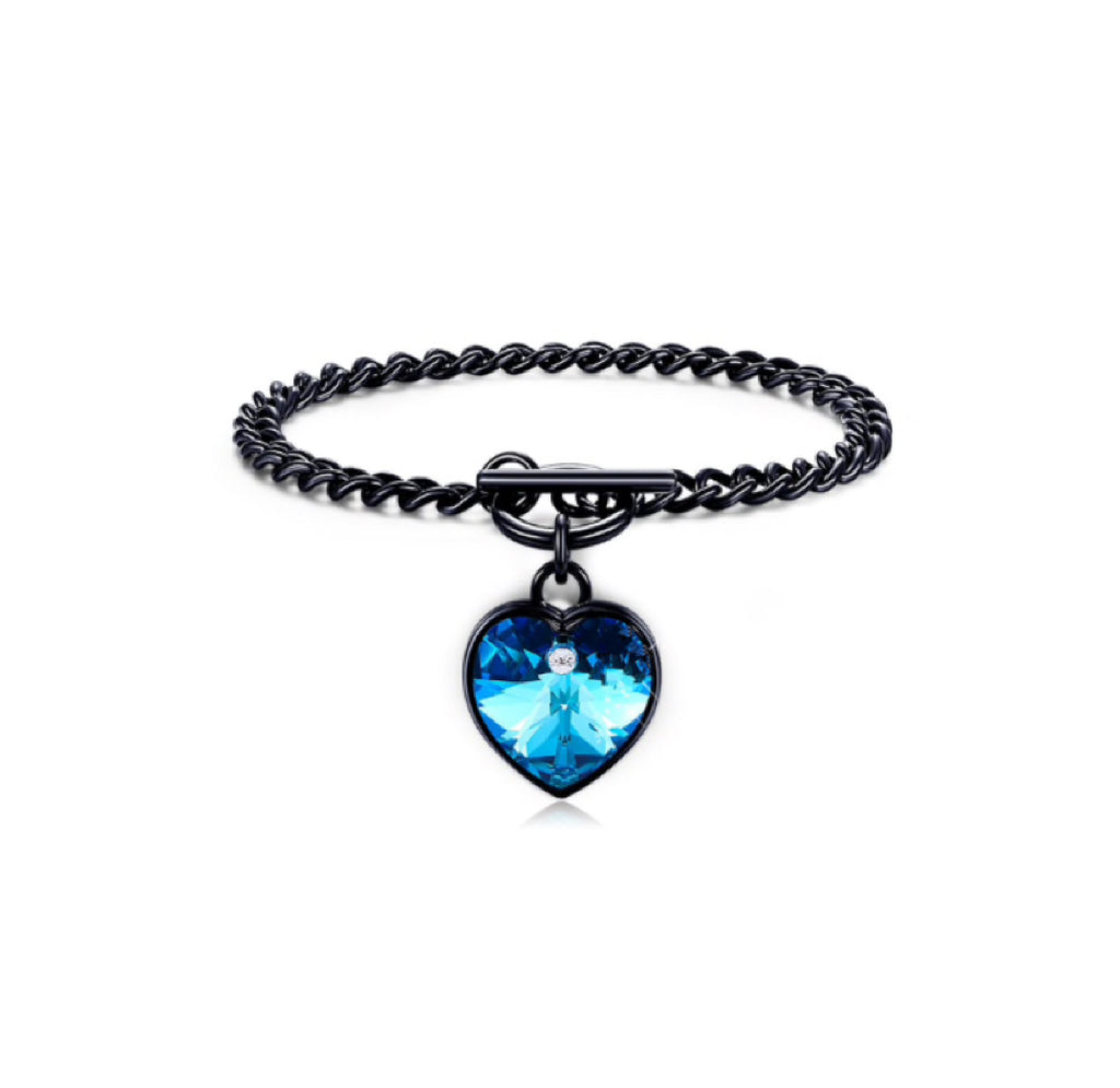 Black & Blue Heart Bracelet with Luxury Crystals - Callura