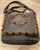 Grand sac en cuir losange avec fourrure - Brun ou noir - Omkikou