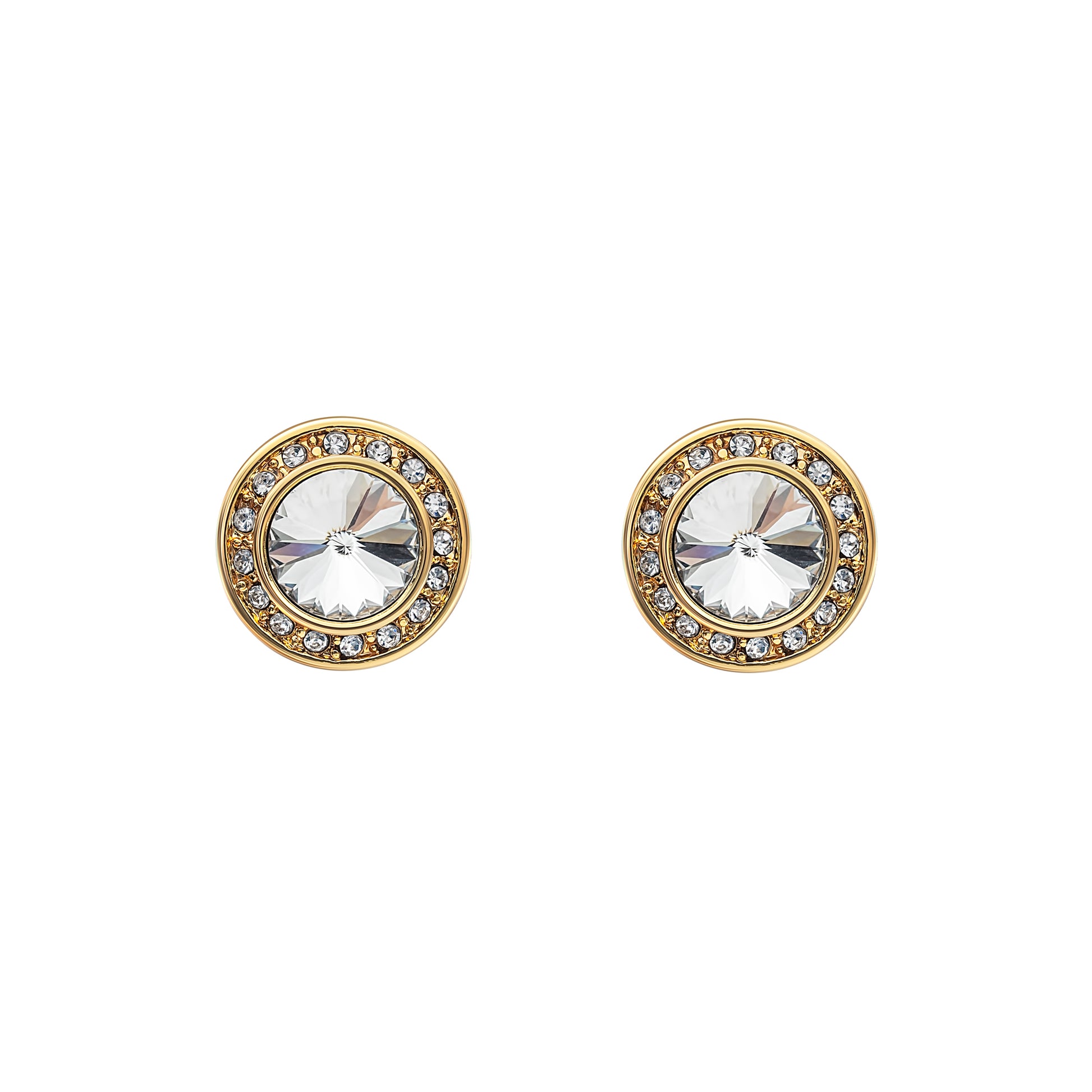 Crystal Gold & Clear Halo Stud Earrings