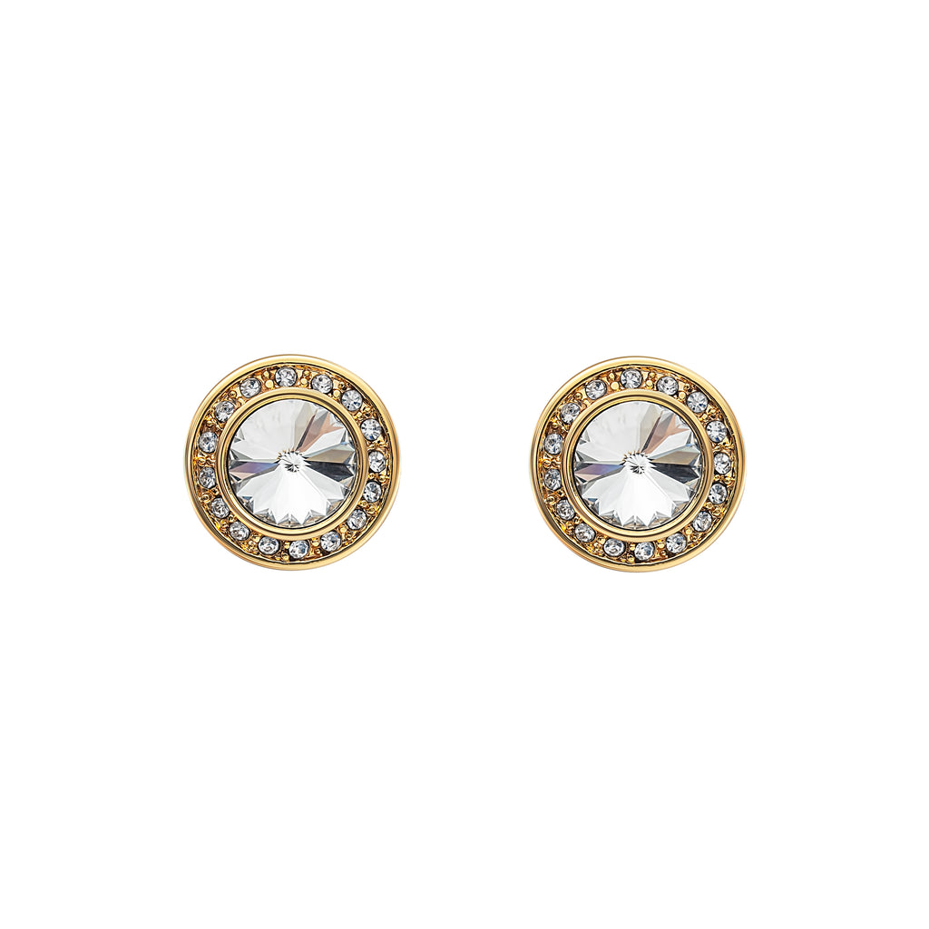 Crystal Gold & Clear Halo Stud Earrings