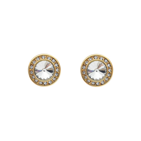 Crystal Gold & Clear Halo Stud Earrings