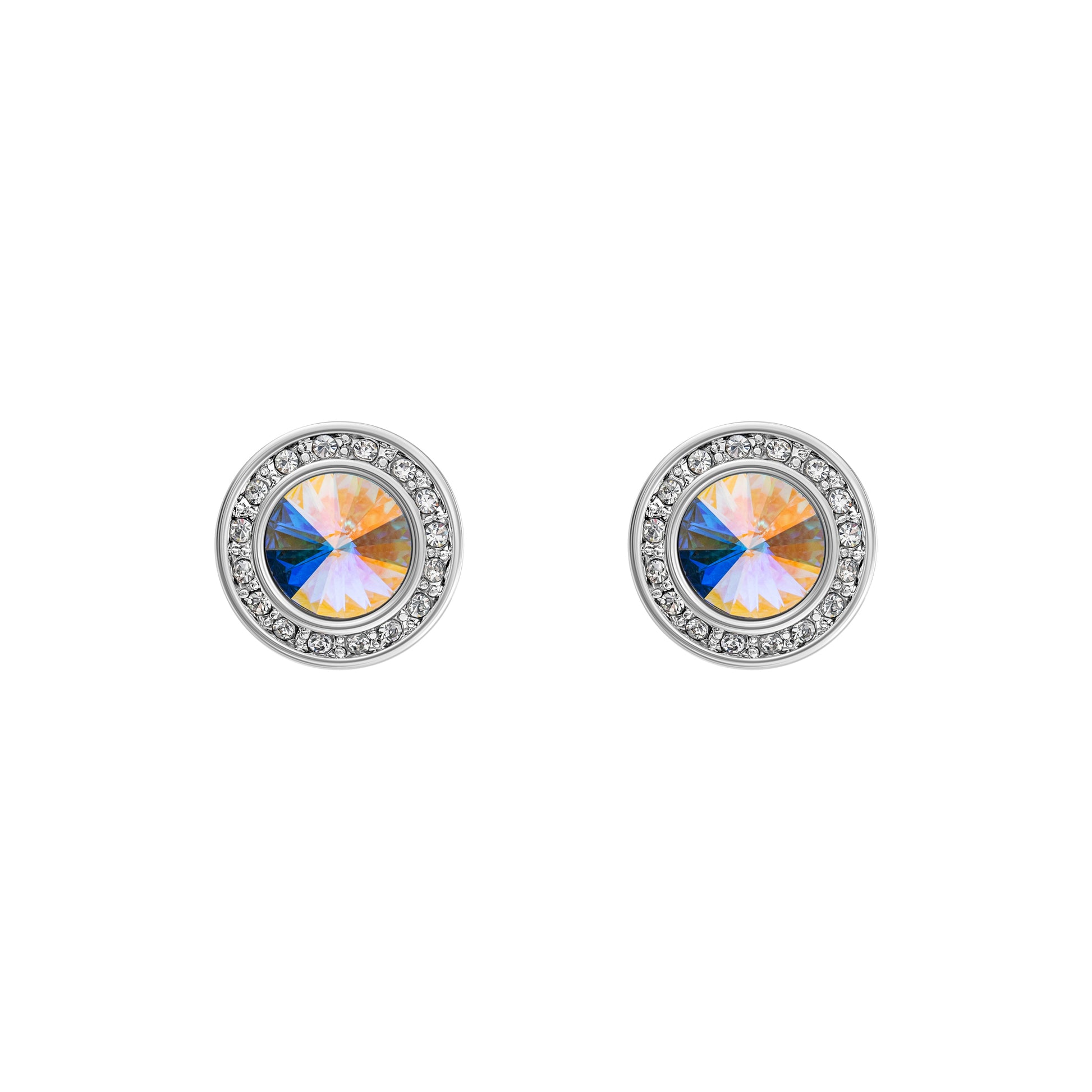Aurora Borealis Crystal Halo Stud Earrings
