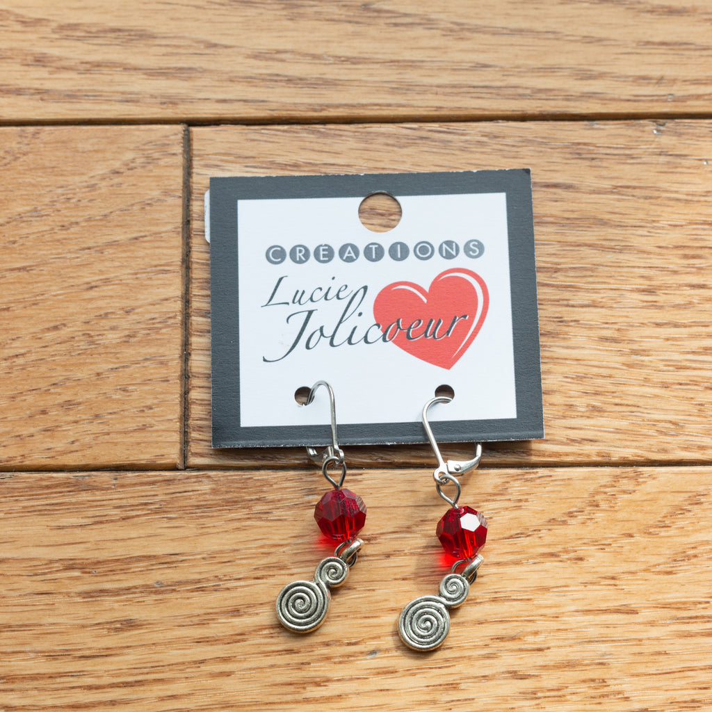 Boucles d'oreilles Spirale Rouge