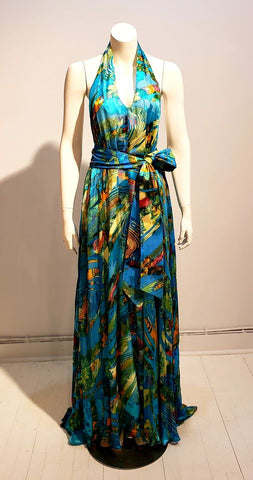 robe licou turquoise voile de soie   - ENVERS par Yves Jean Lacasse
