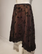 jupe crêpe de soie brodé doublure orangée  - ENVERS par Yves Jean Lacasse