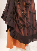 jupe crêpe de soie brodé doublure orangée  - ENVERS par Yves Jean Lacasse