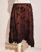 jupe crêpe de soie brodé doublure orangée  - ENVERS par Yves Jean Lacasse