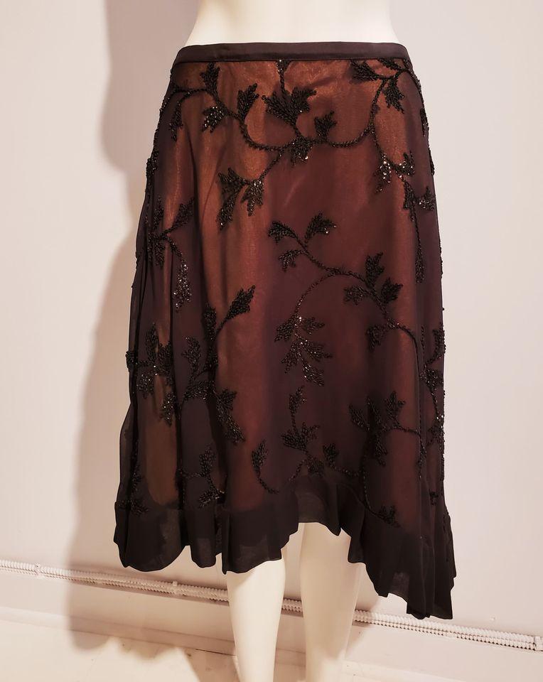 jupe crêpe de soie brodé doublure orangée  - ENVERS par Yves Jean Lacasse